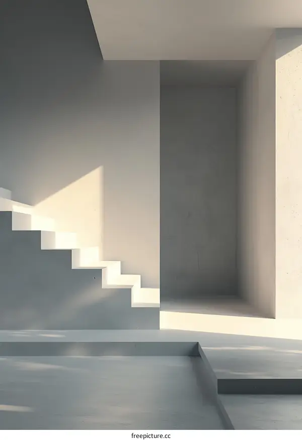 Empty Room with Staircase and Large Window