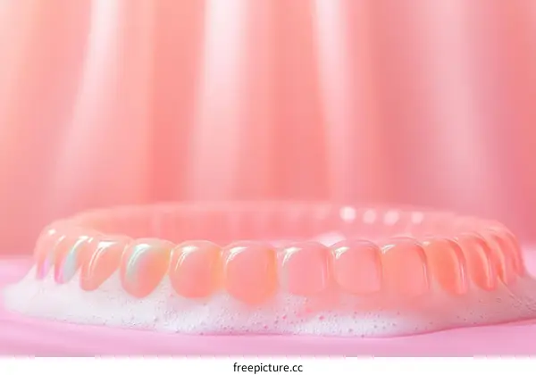 Pink Dental Prosthesis with Soap Foam