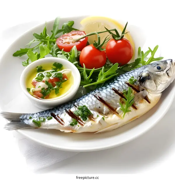 Grilled Fish with Vegetables and Sauce