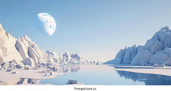 White Mountains and Blue Moon Landscape