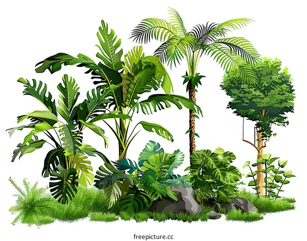 Tropical Plants and Trees Illustration