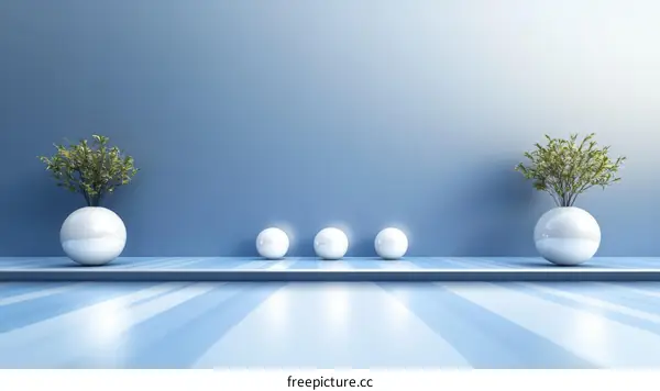 Modern Minimalist Interior Scene with Decorative Plants