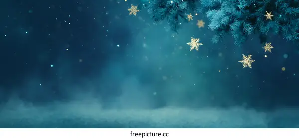 Winter Night Scene with Christmas Ornaments
