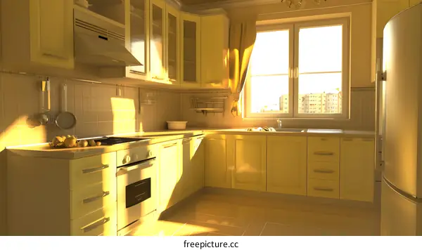 Modern Kitchen Interior Design with Yellow Cabinets