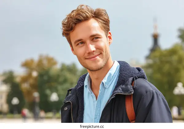 Smiling Caucasian Man Outdoors