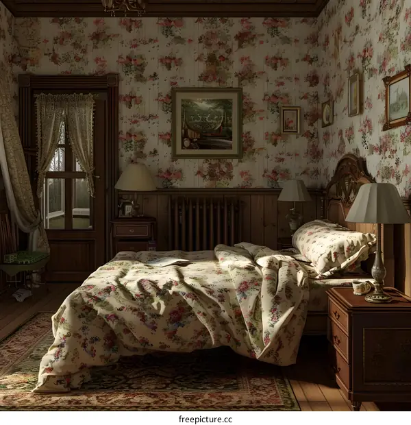 Vintage Floral Bedroom Interior Design