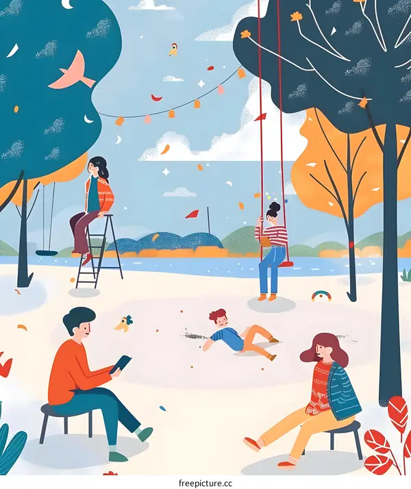 Friends Enjoying Time Together in a Park