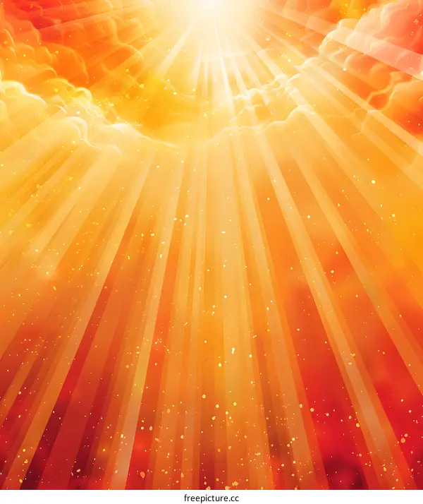 Golden rays of light shining through clouds