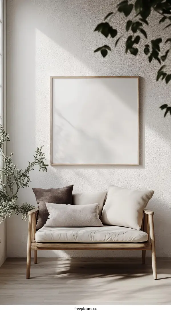 Empty Frame in Modern Living Room Interior