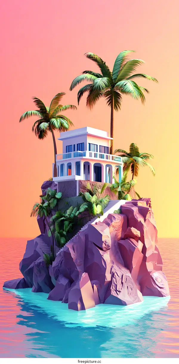 Low Poly Tropical House
