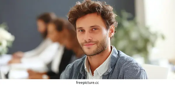 Business Meeting  Successful Caucasian Man  Indoor Portrait