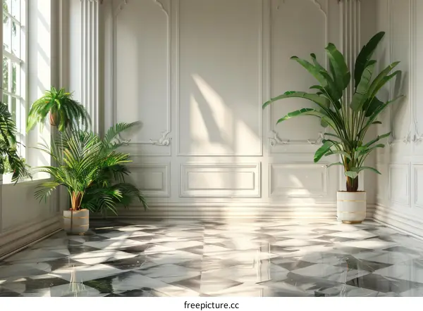 Elegant Interior Design with Lush Greenery