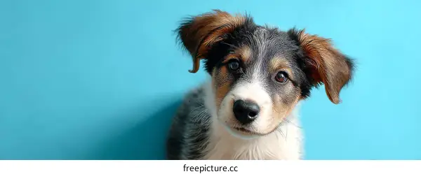 Adorable Puppy Portrait Against a Pop of Teal