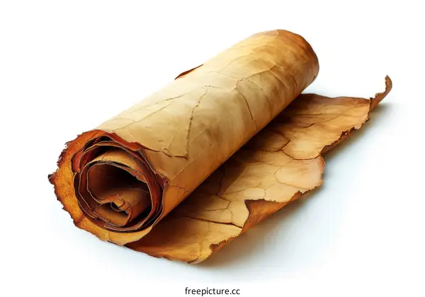 Close-up of an Old Paper Scroll