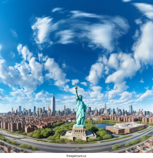 Statue of Liberty and Manhattan Skyline