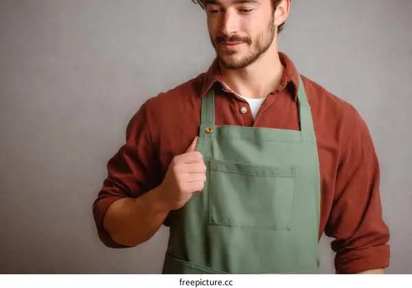 Man Wearing Apron Studio Portrait