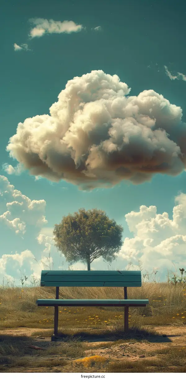 A Lonely Bench Under a Cloud