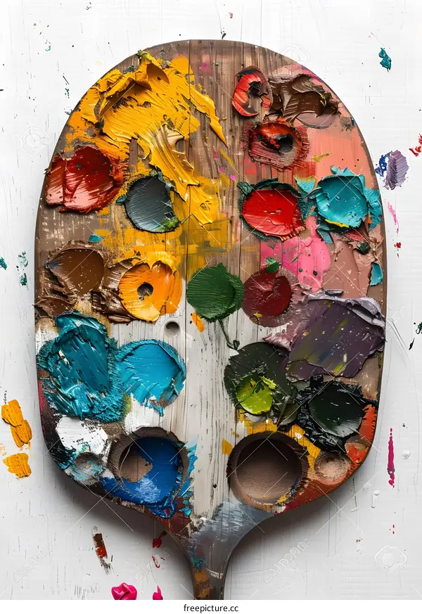 colorful oil paint palette with a hole in the middle