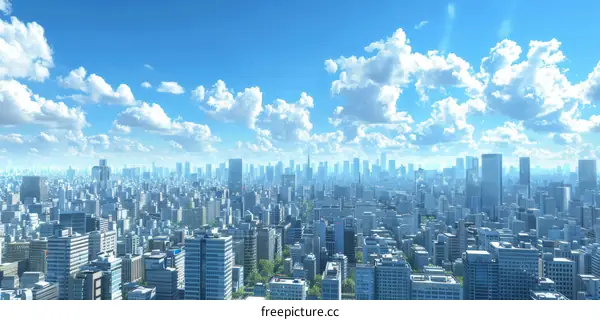 Modern City Skyline with Skyscrapers