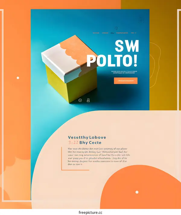Gift Box on Blue and Orange Background