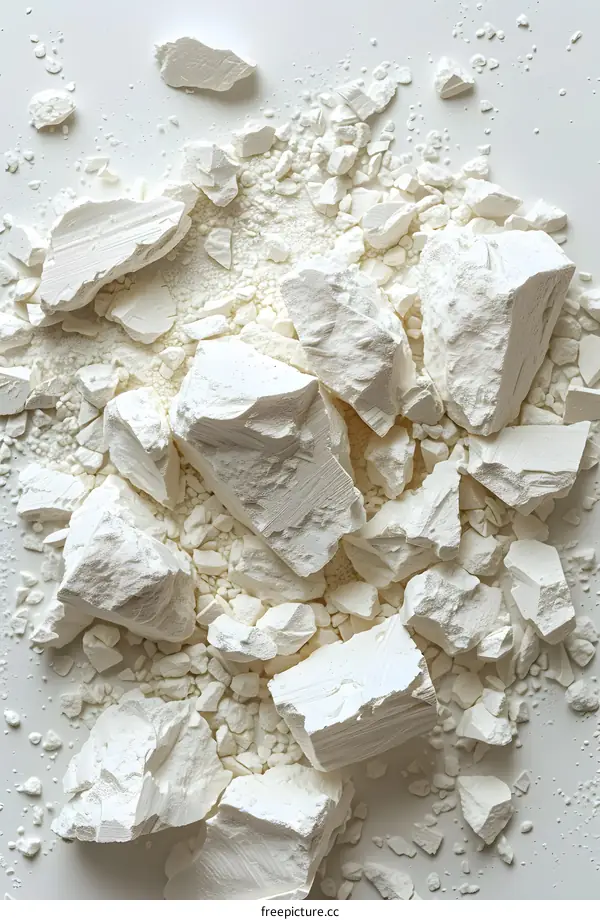 pile of white broken soft pastel chalks