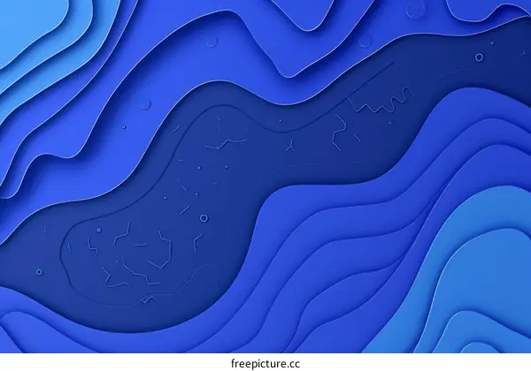 Blue contour lines of geographic terrain