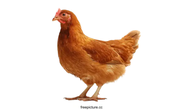 [Transparent Background PNG]Single Brown Hen on White Background