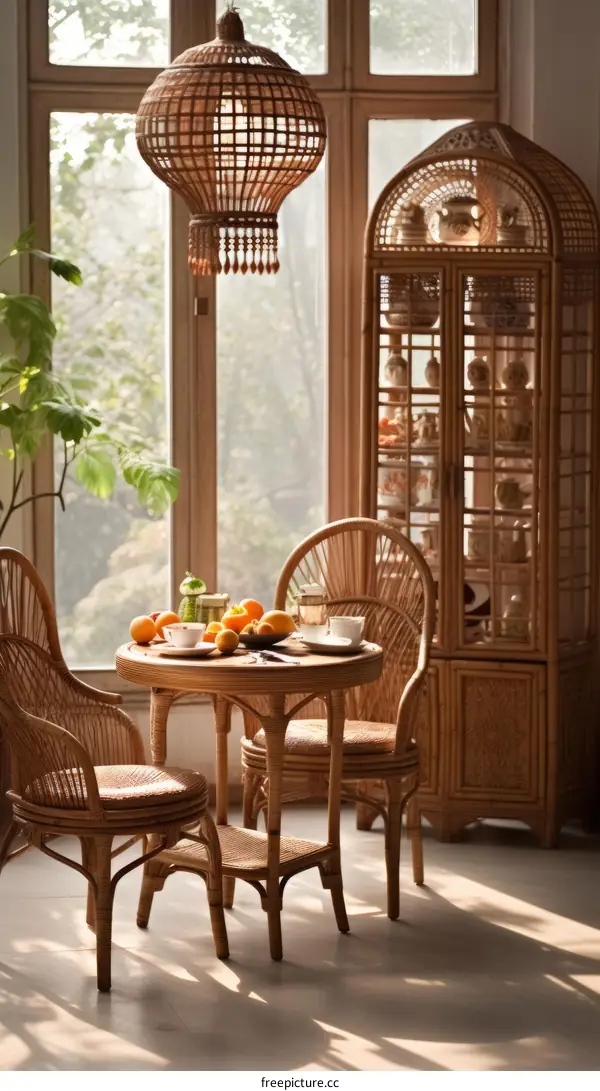 Rattan furniture in a home