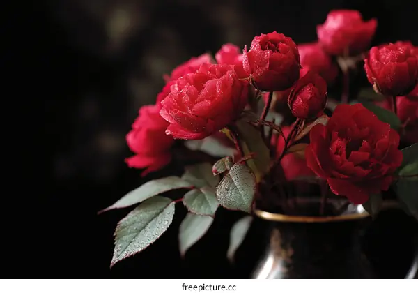 Stunning Red Roses in a Dark Setting