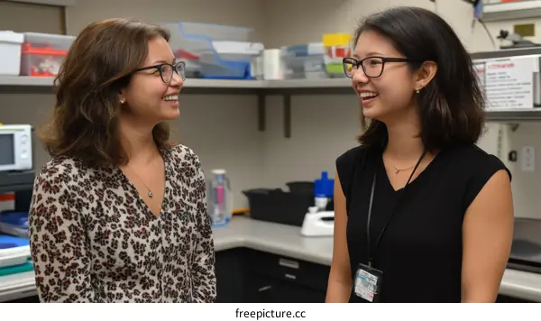 Two Women Colleagues in a Laboratory Setting