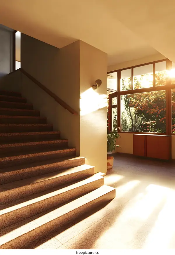 Modern Interior Design Staircase with Sunlight