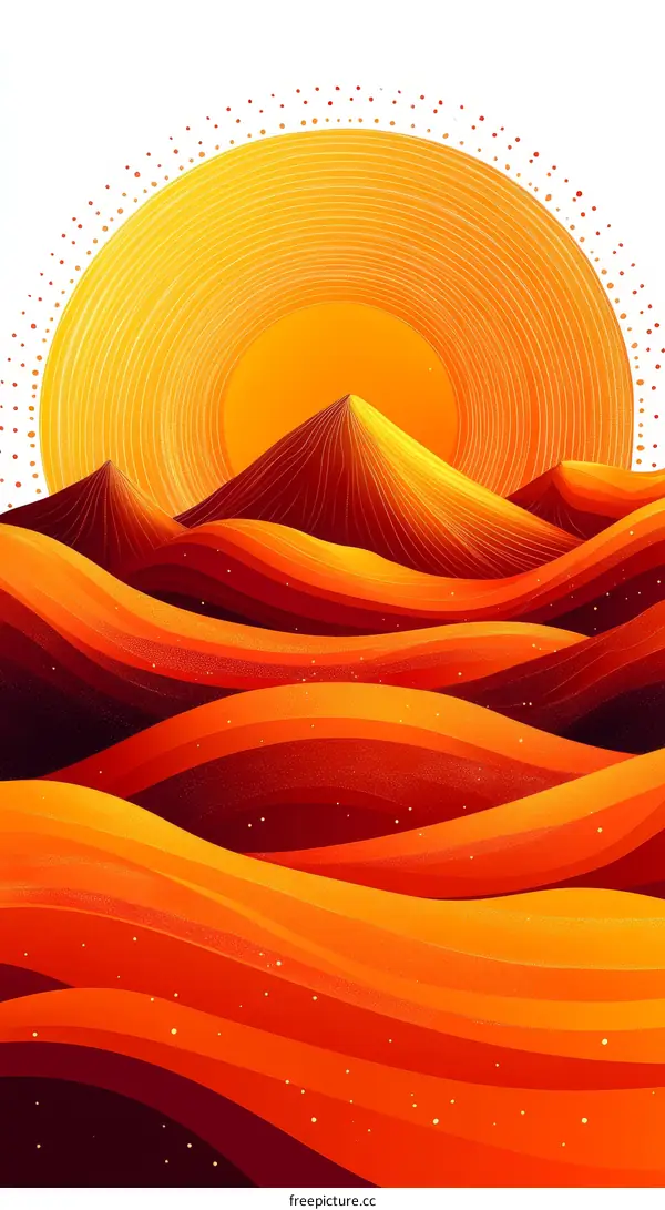 Sunrise over the Desert Mountains Illustrative Landscape