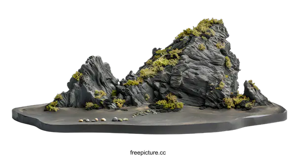 [Transparent Background PNG]Black Rock Mountain Landscape Model