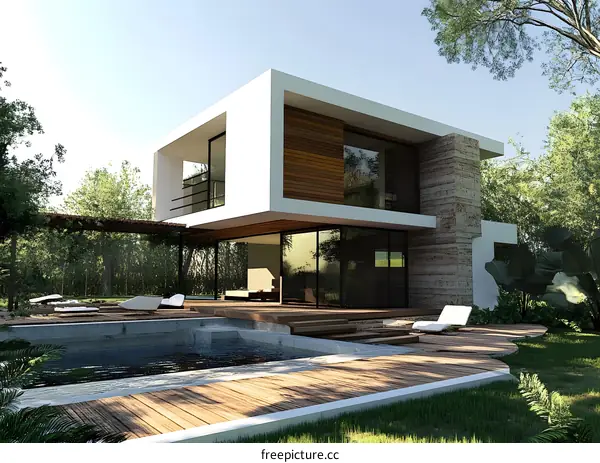 Modern House with Pool and Garden