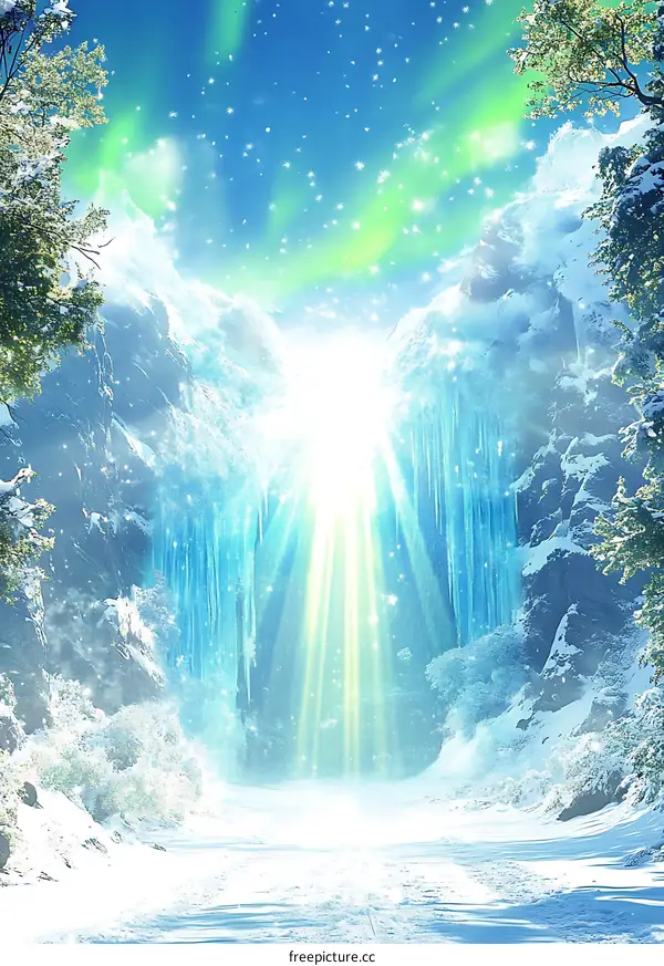 Winter Wonderland With Aurora Borealis