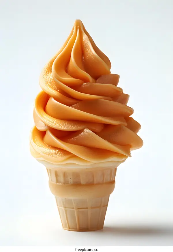 Close-up of a single orange ice cream cone