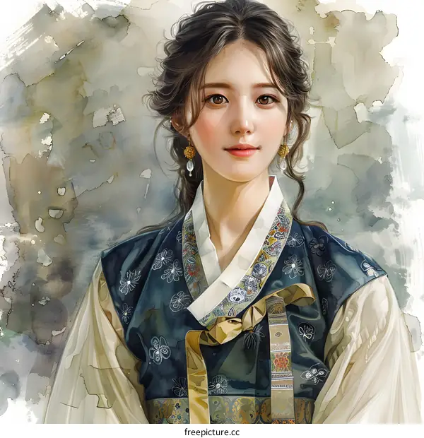 Portrait of a young woman in traditional Korean dress