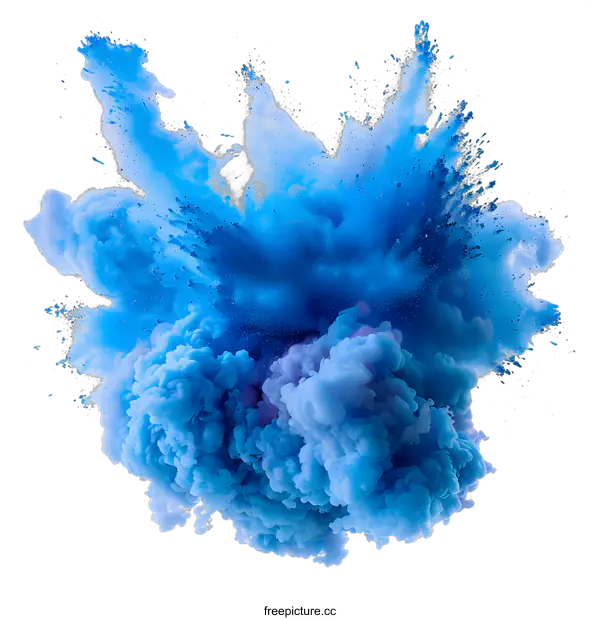 [Transparent Background PNG]Blue Ink Explosion on White Background
