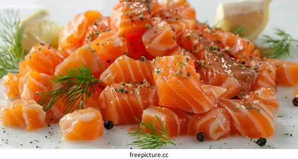diced raw salmon