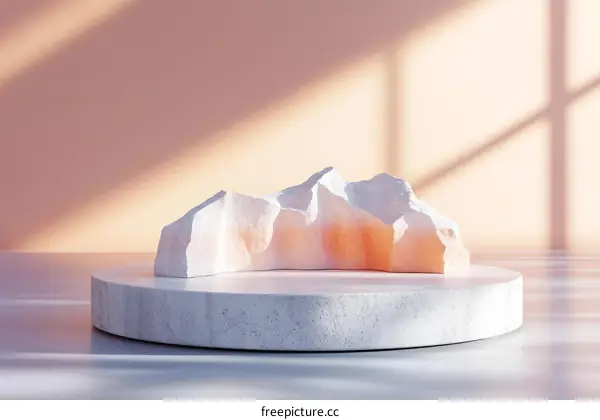 Abstract Minimalist Scene with Stone Sculpture