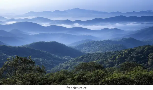Misty Mountain Range Landscape