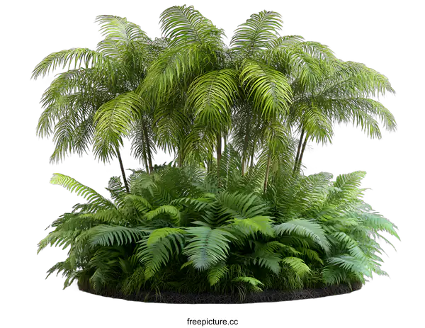 [Transparent Background PNG]Tropical Plants And Ferns On White Background