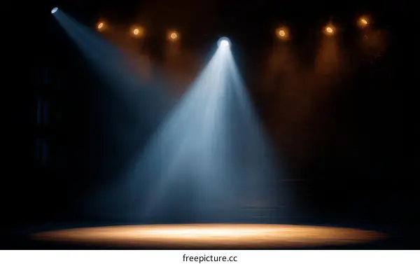 Empty Stage Spotlit with Dramatic Lighting