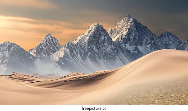 Snow Capped Mountains Overlooking Desert Landscape