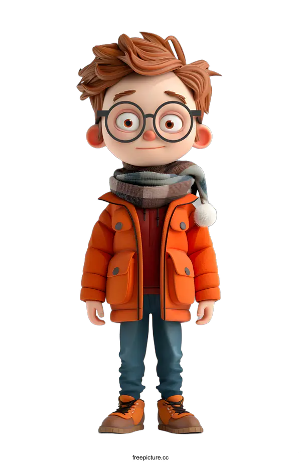 [Transparent Background PNG]3D rendering of a cute cartoon boy