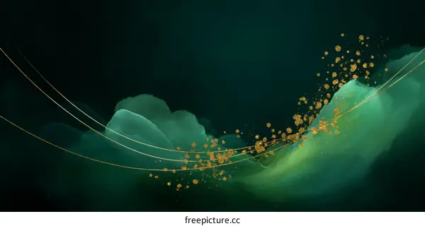 Abstract Green and Gold Watercolor Design