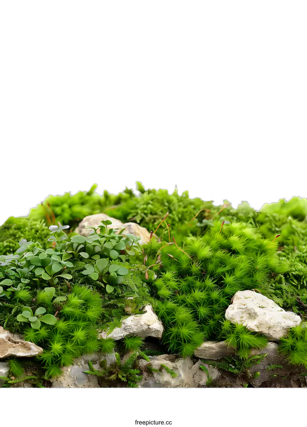 [Transparent Background PNG]Green Moss Texture With White Background