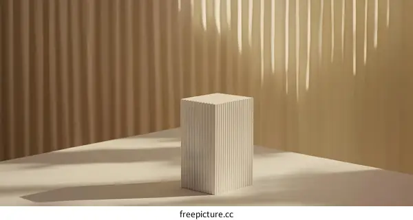 White Platform With Rippled Texture On Neutral Background