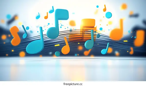Colorful Musical Notes Floating in the Air