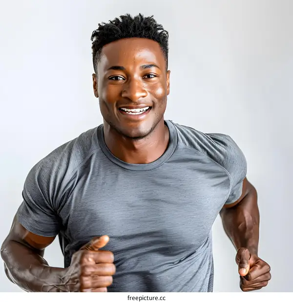 muscular black man running